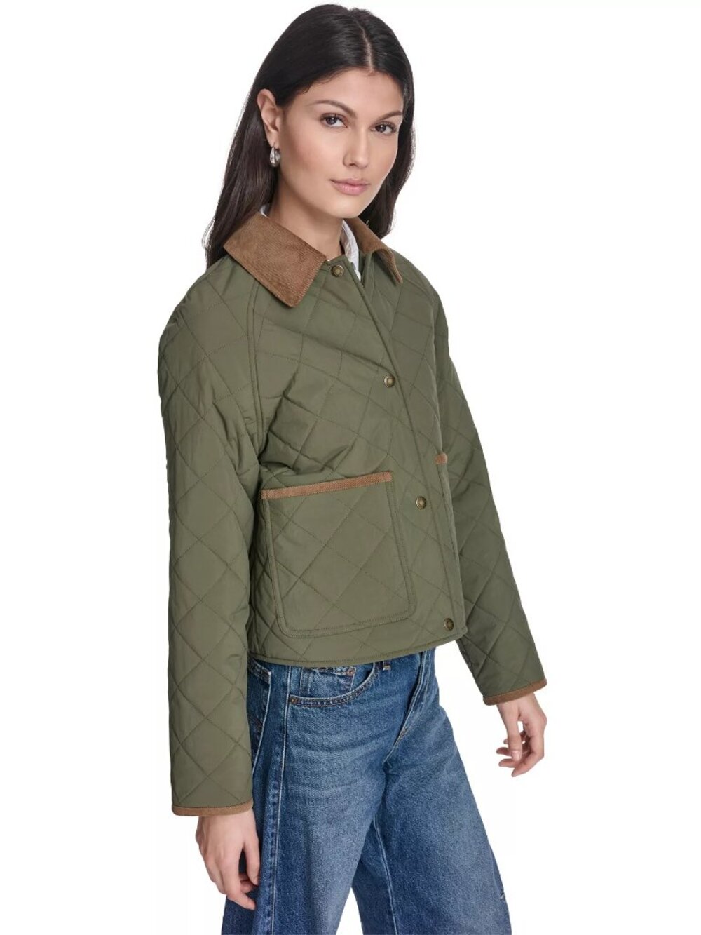 New w/ Tags Levi's Women's Olive Diamond Quilted Jacket Work Jacket Size XS - Picture 2 of 12